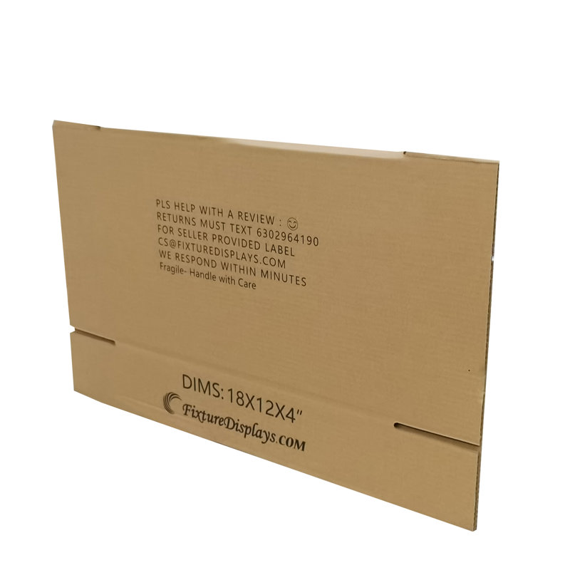 Fixturedisplays® 20 Pack 18X12X4" Printed Shipping Boxes, Full Overlap Flaps, Singlewall B Flute Cardboard Box For Shipping, Mailing, Packaging And Storage, Custom Size & Print Welcome 18X12X4-20PK