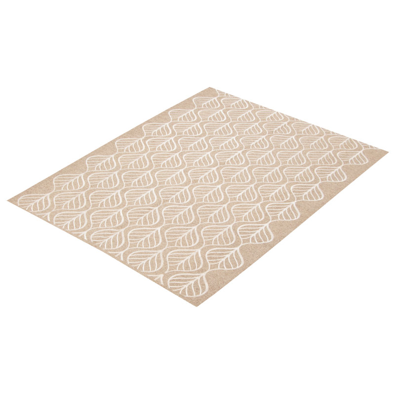 Tapis abstrait brun clair en laine tissé à plat à la main Evah