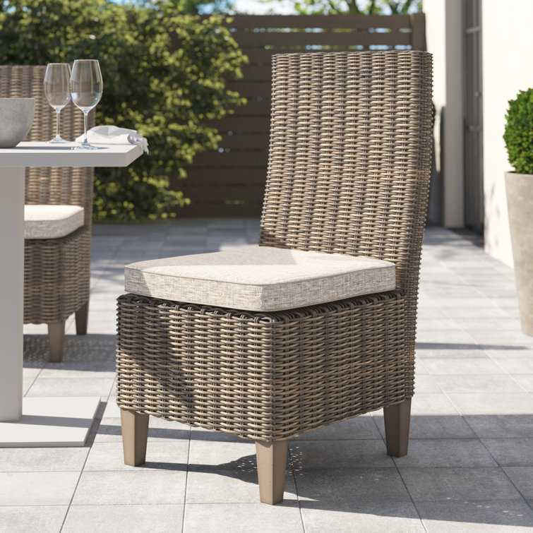 Danny Wicker Outdoor Dining Side Chair with Cushion