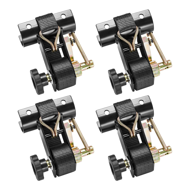 Paquet de 4 sangles à cliquet robustes pour échelle - attaches rondes en tube rond de 1,87 à 2 po avec crochets en J doubles, capacité de charge de 500 lb pour lit de camion