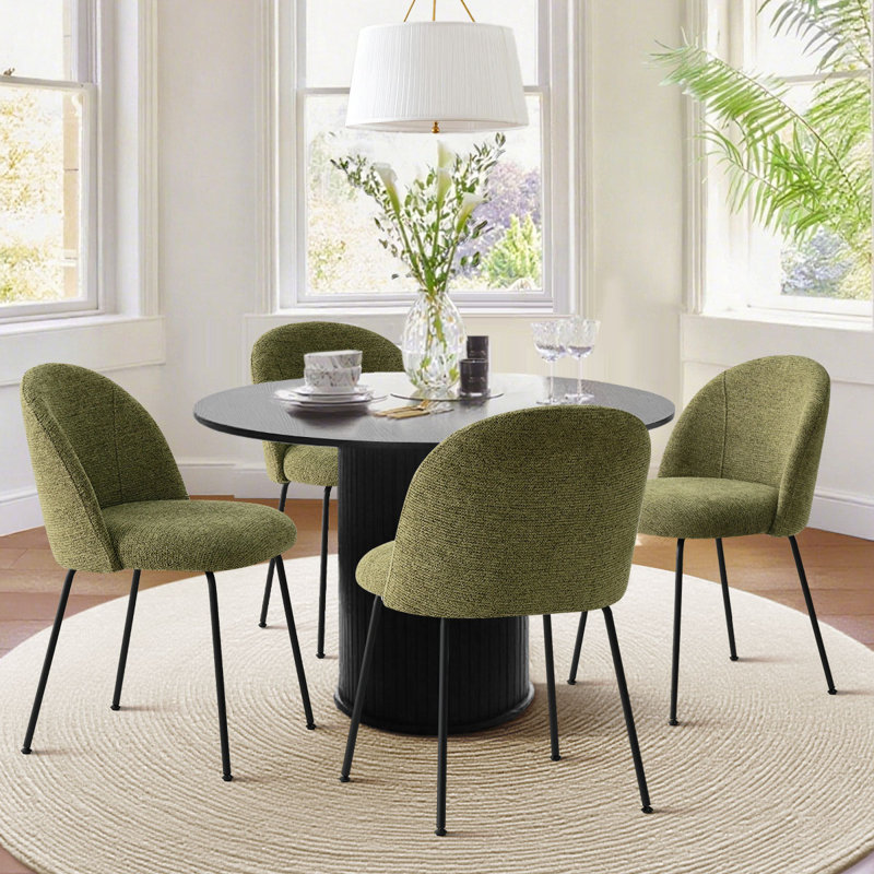 19.5"Seat Height Upholstered Fabric Dining Side Chair, Green