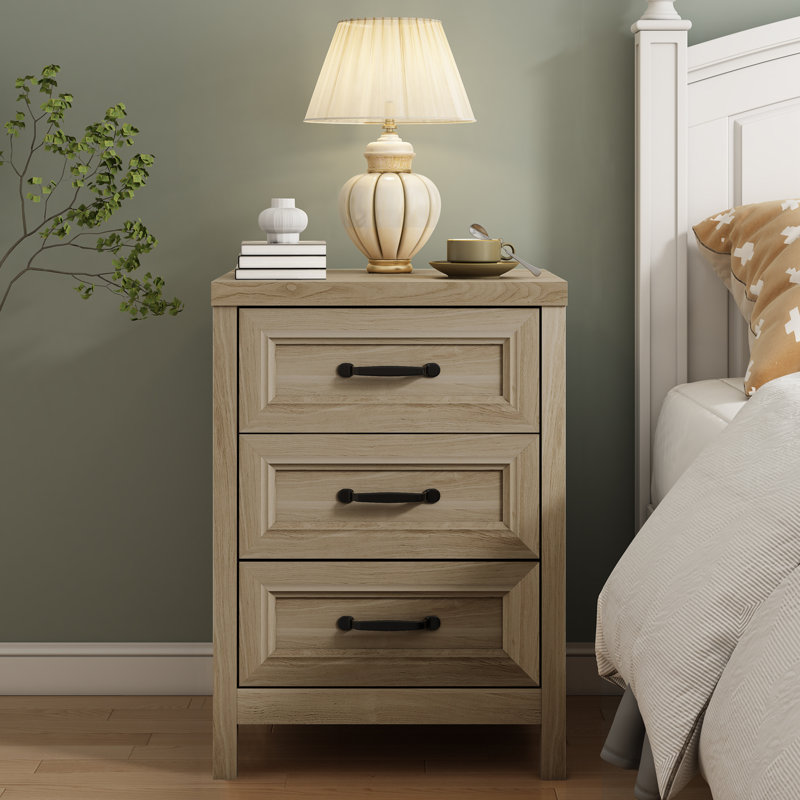 3-Drawer Nightstand, Brown