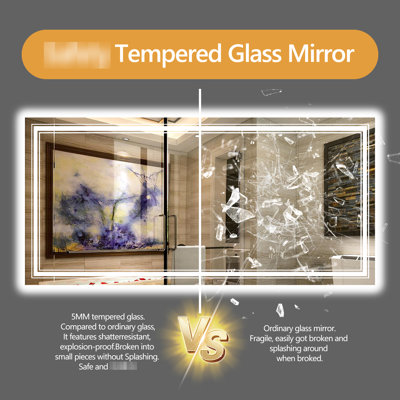 40x32 Inch Smart Led Mirror For Bathroom, Dimmable Brightness And Color Temperature Adjustment, - Fog Built In, Wall Switch Control, Ul , 4mm Tempered Shatterproof Glass With 3 Options, Compatibility,