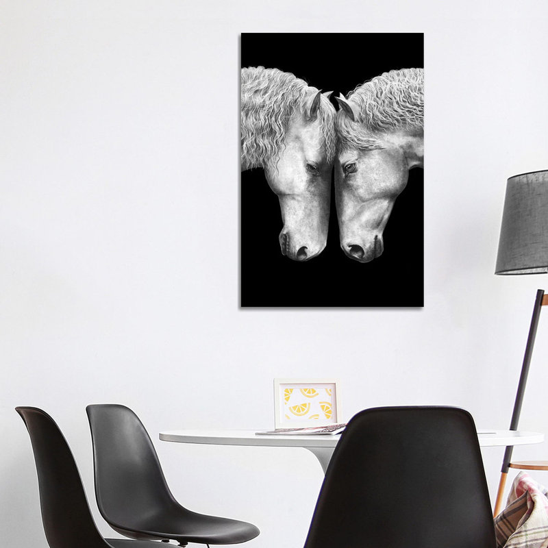 Horse Love On Black by Valeriya Korenkova - Wrapped Canvas Print, 101.6 cm H x 66.04 cm W