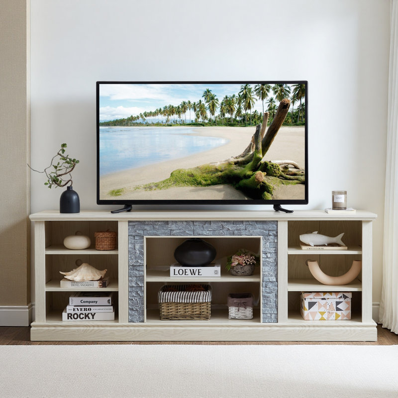 Console multimédia avec grande armoire de rangement, meuble télé multimédia moderne l 70,12 po x P 15,35 po x H 25,83 po