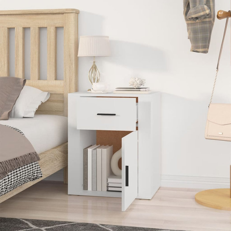 50cm W Bedside Table, White