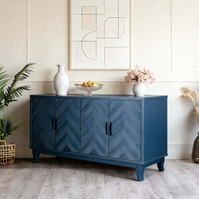 Buffet laqué de style rétro, Bleu marine antique