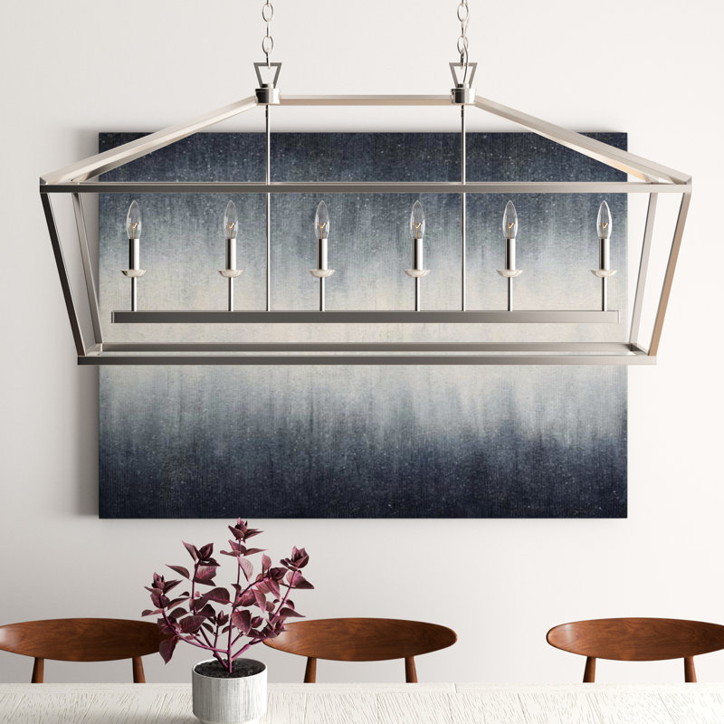 Hertford 6-Light Steel Dimmable Linear Chandelier, Polished Chrome