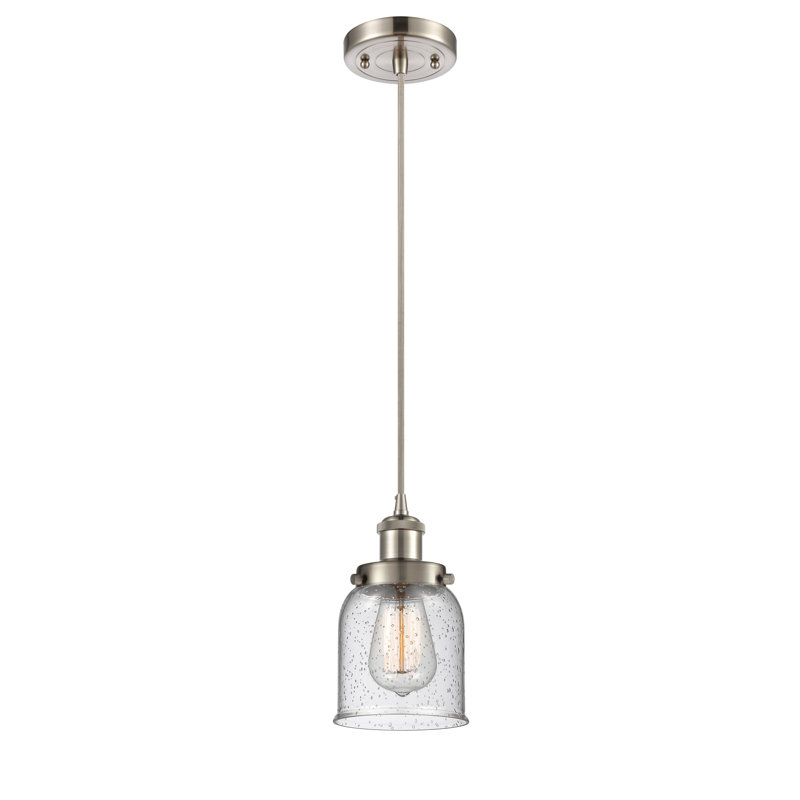 Luminaire suspendu en forme de cloche à 1 lumière Clara, Nickel satiné brossé, Grainé, DEL