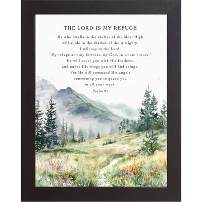 Psaume 91, «The Lord Is My Refuge», image encadrée d'art chrétien