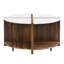 Table basse industrielle ronde, 4 pièces, 2 niveaux avec rangement, blanche, facile à assembler pour le salon et le jardin | Idée de cadeau