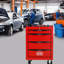 Boîte à outils en acier à 4 tiroirs, chariot à roulettes avec glissières à roulement, rouge, poignée à tirer pour coffre multifonctionnel à mouvement facile, tiroirs, mécanismes de verrouillage de 4 po-430913430