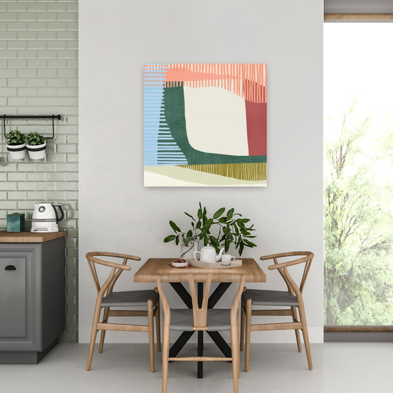 Vagues de rayures colorées II, art mural contemporain abstrait, H 32 po x l 32 po
