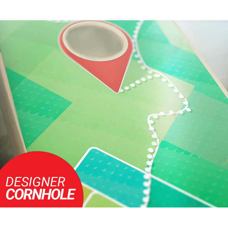 Ensemble de cornhole en bois massif 2 pi x 4 pi «Explore» avec sacs, Rouge / noir