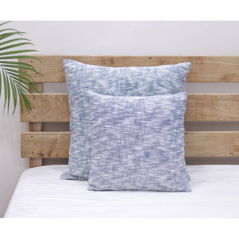 Solid Blue Chambray Cotton Cushion Cover