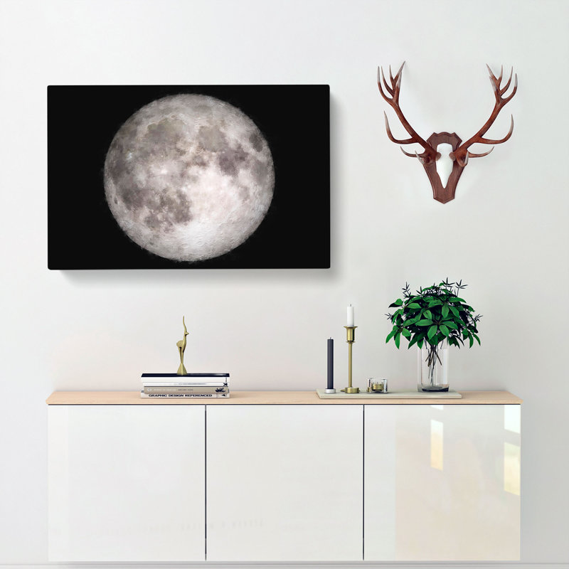 A Full Moon - Wrapped Canvas Painting, 60cm H x 91cm W x 3cm D