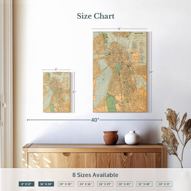 Aliaz Boston Map, 12" H x 8" W