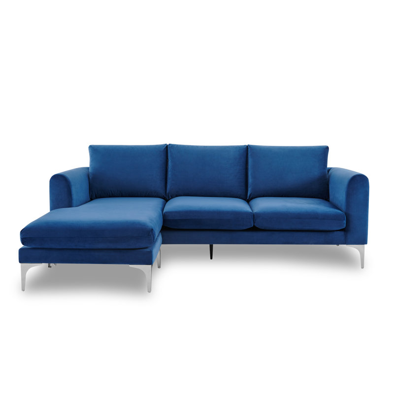 Allon 2 - Piece Velvet Sectional, Sapphire Velvet