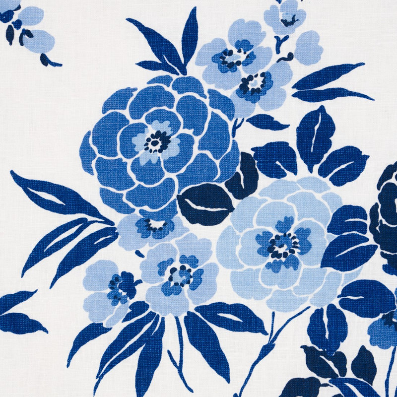 Tissu floral Valentina, Bleu