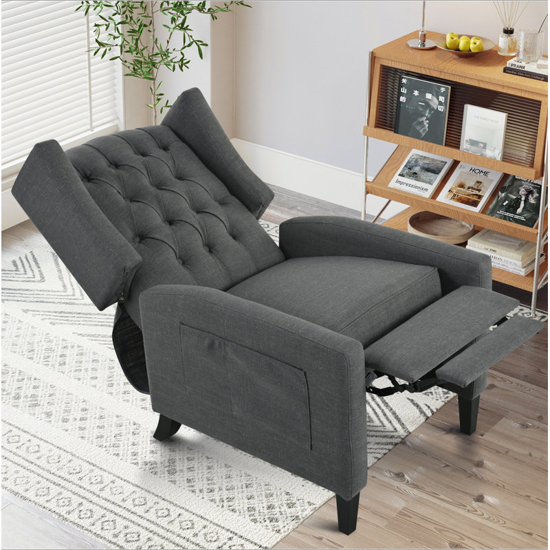 Fauteuil inclinable manuel à oreilles. Avec table d'appoint pliable, ports de charge USB, chaises inclinables modernes et confortables pour salon, chambre à coucher, dortoir