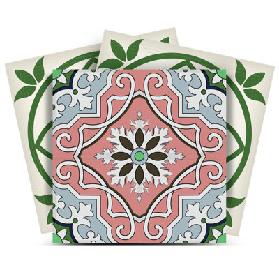 Carreaux amovibles 12 po x 12 po à motif mosaïque vert et taupe