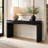 65 Inch Solid Wood Veneer Console Table, Farmhouse Entryway & Sofa Table, Black