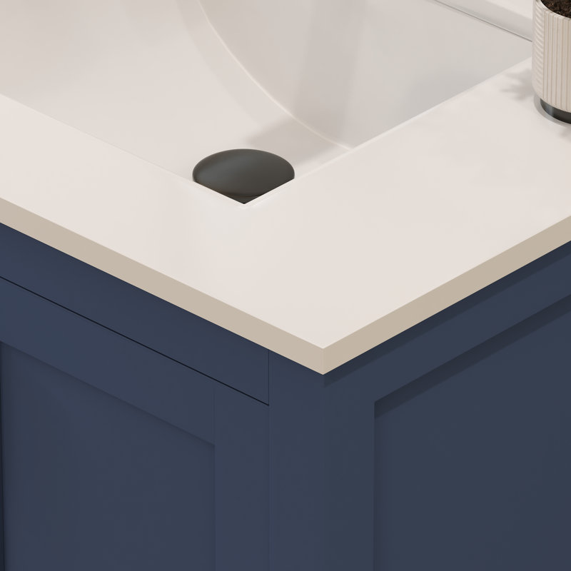 Navy Blue 30'' Single Bathroom Vanity with White Quartz Top