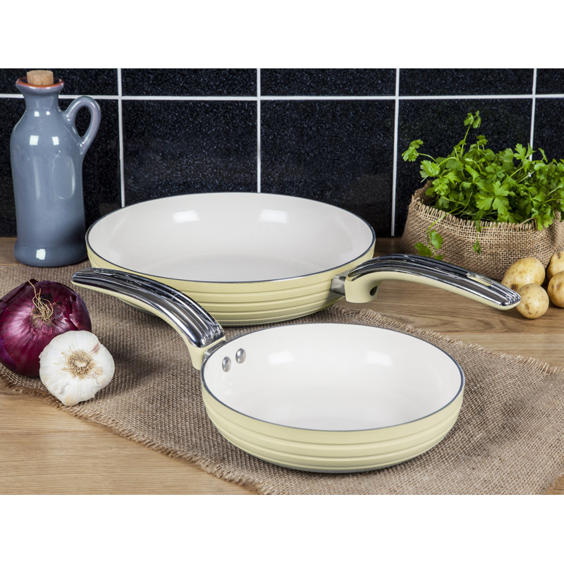 Retro Ceramic Non-Stick Frying Pan, Cream