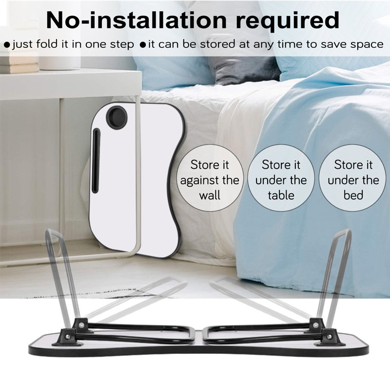 24 X 16 In Foldable Plastic Tray Table | Foldable Lap Desk | Sofa & Bed Table For Laptop Include Ipad Slot And Cup Holder