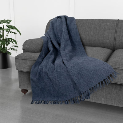Kathy Ireland Oversized Chenille Polyester Fringed Basket Throw