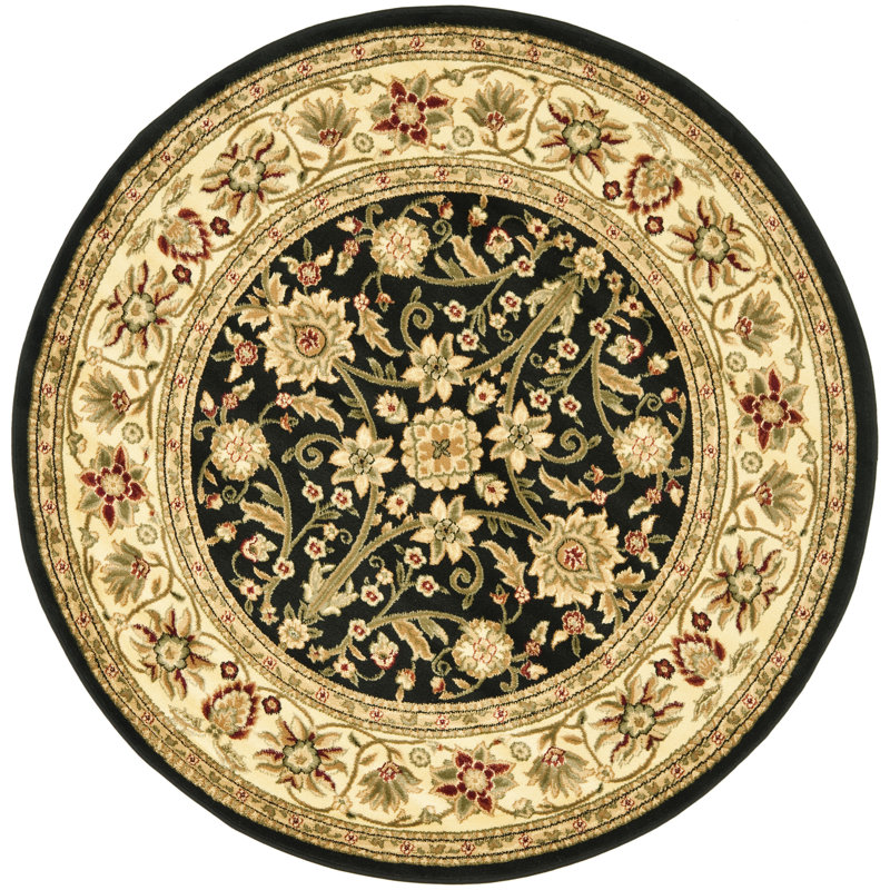 Lyndhurst Oriental Area Rug, Black/Ivory, Round 160 cm