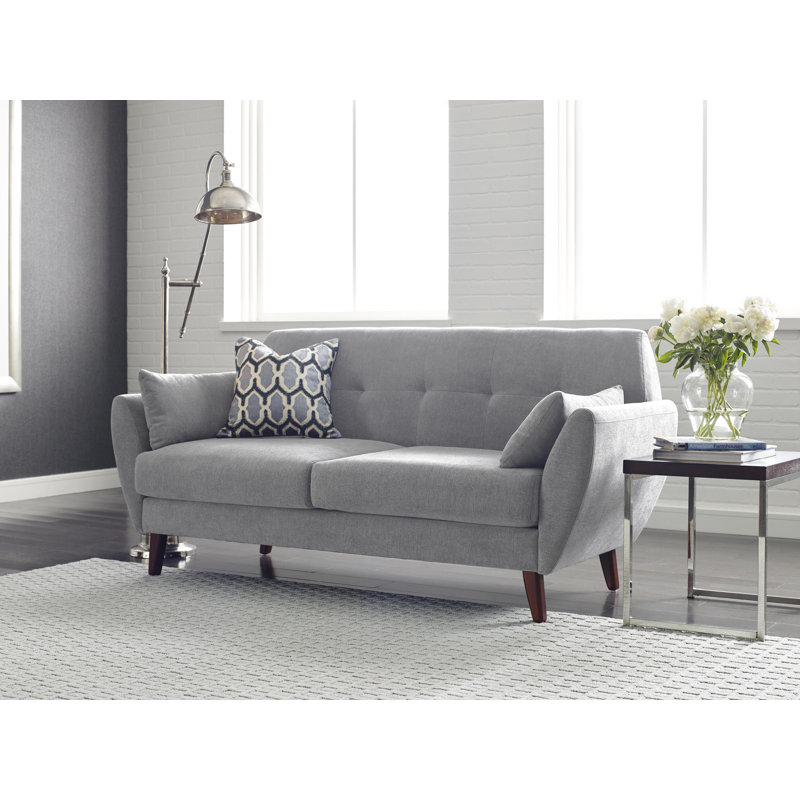 Serta Artesia Midcentury Modern Sofa with Tapered Legs, Smoke Gray, 30" H x 71.5" W x 30.5" D, 3