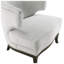 Fauteuil contemporain à dossier demi-tonneau avec revêtement gris bouclé, garniture cloutée et siège à ressorts ensachés
