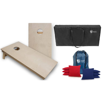 Tailgating Pros Solid Wood Foldable Cornhole Set with Carrying Case