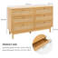 Commode 6 tiroirs en rotin pour chambre à coucher, commode double Boho avec poignées en bois pour le salon