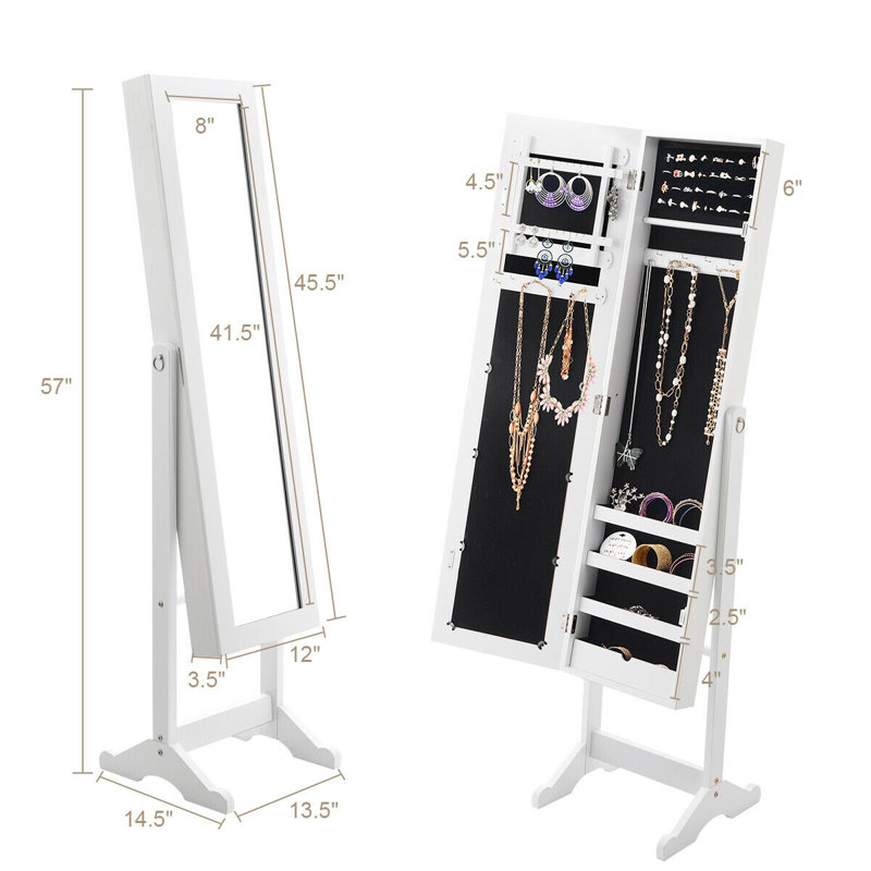 Armoire à bijoux avec miroir Berglund, blanc