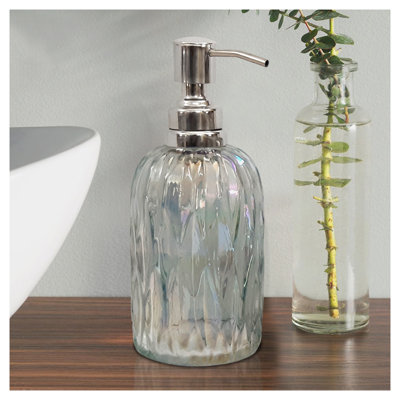 Distributeur de savon liquide en verre avec pompe Rainbow Luster, 3 po x 7 po