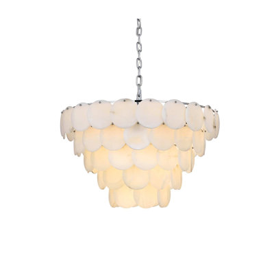 Charlotte 36 inch Alabaster Chandelier in Chrome