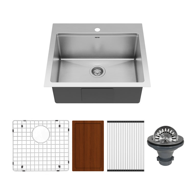 Elite Workstation 25'' L Drop-In Single Bowl Stainless Steel Kitchen Sink