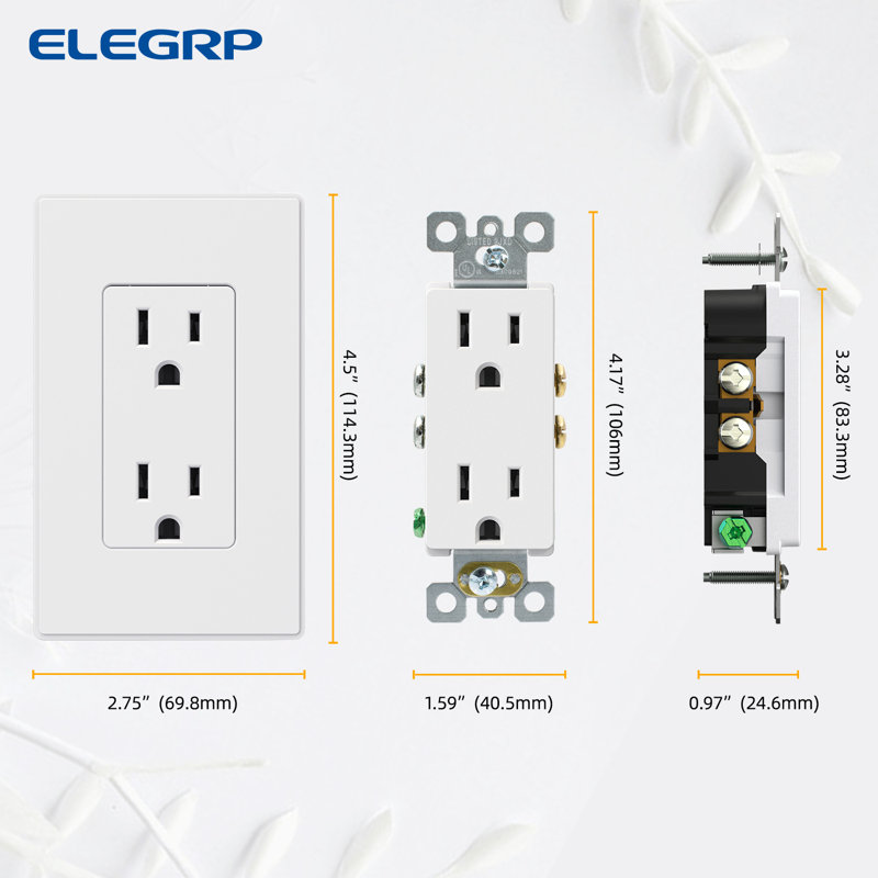 15 Tamper Resistant Duplex Outlet, White