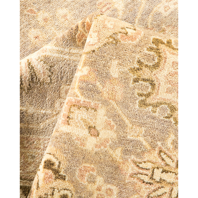Tapis gris noué à la main de conception unique 6 pi x 7 pi 7 po Slosberg