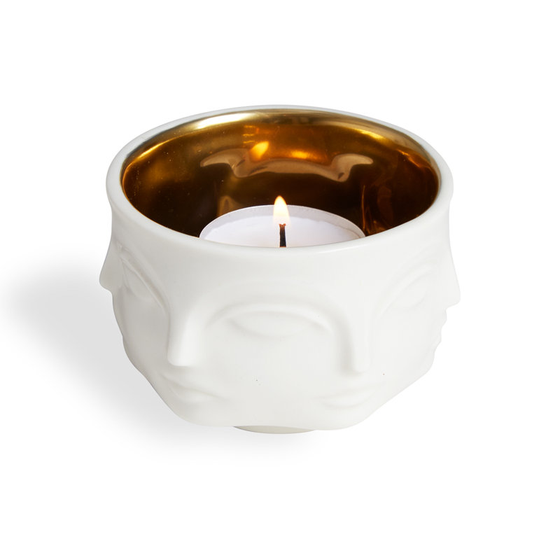 White and Gold Ceramic Muse Votive Holder