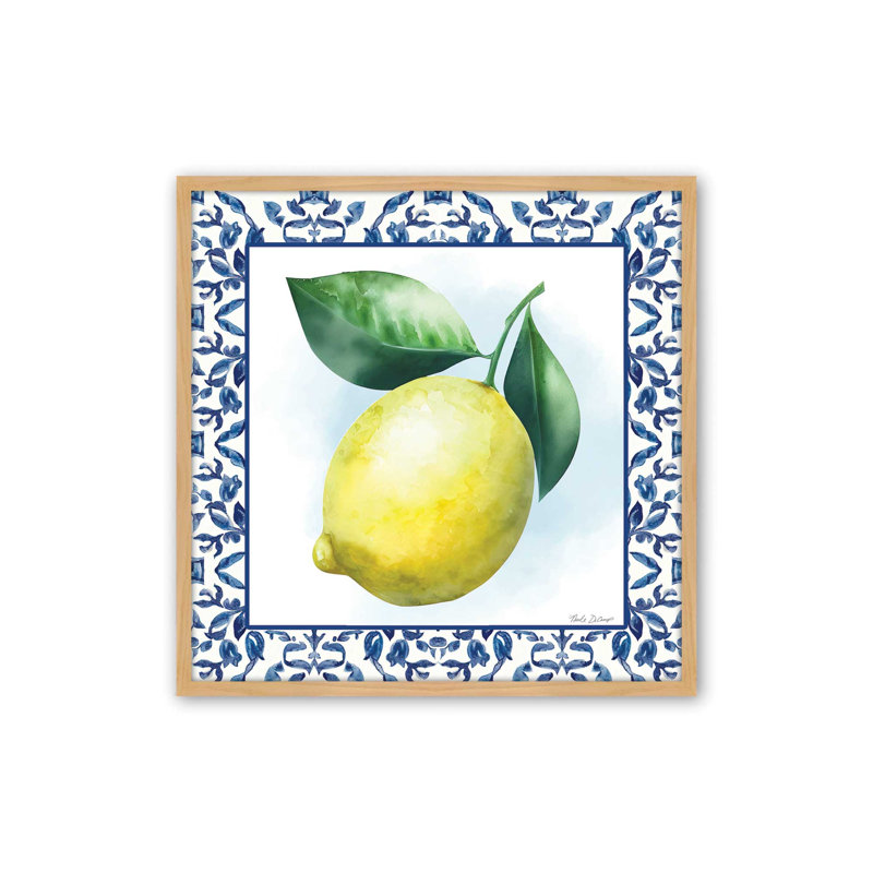 «Trellis Lemon» par Nicole DeCamp, reproduction d'art, L 36 x H 36, Maple, Impression encadrée