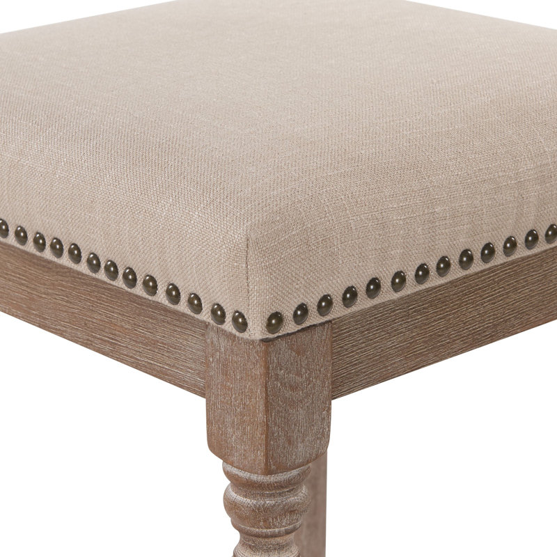 Liya 4-Piece Upholstered Counter Stool Set, Dark Cream/Walnut