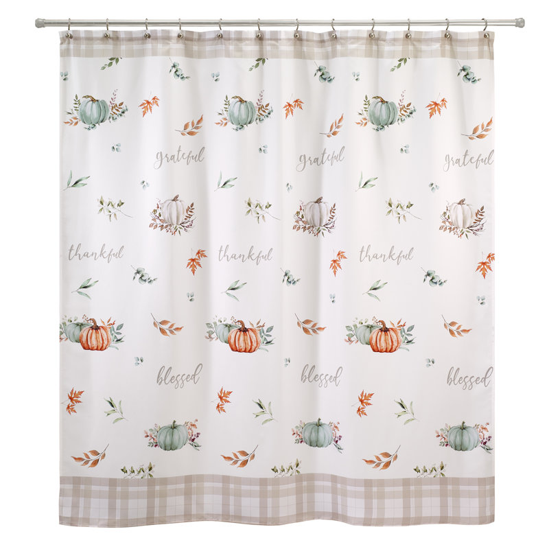 Grateful Patch Fall-Inspired Fabric Shower Curtain, 72 x 72 Inches