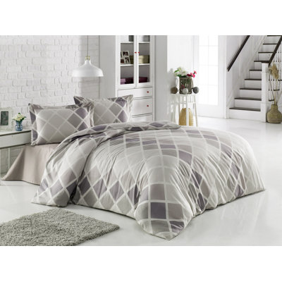 Satin Geometric Shapes Duvet Cover