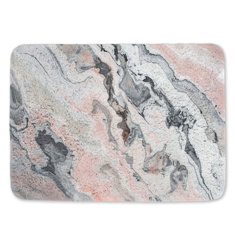 Marble Abstract Bath Mat Cool Pattern Bathroom Decor Soft, 17" W x 24" L