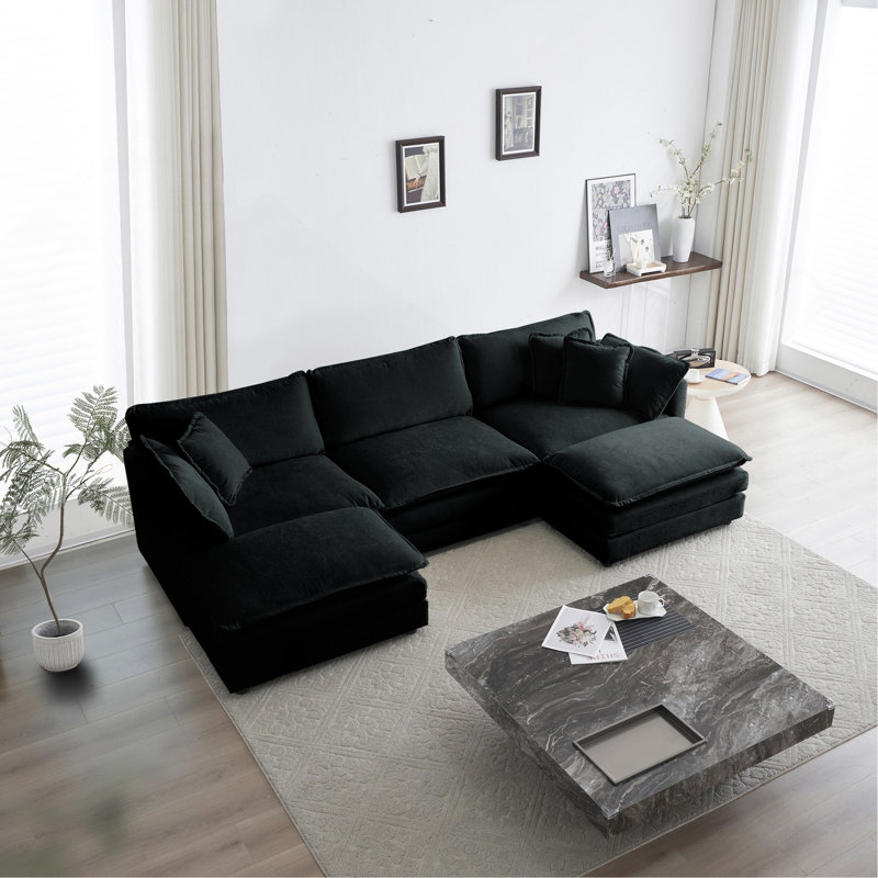 Canapé modulaire en U avec repose-pieds réversible
