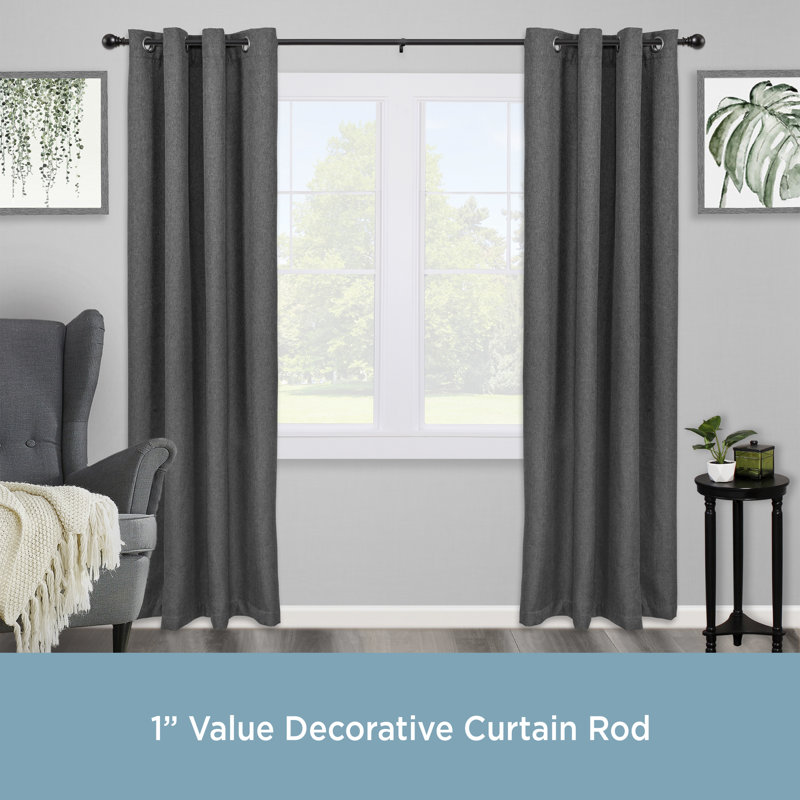 Layla Matte Black Adjustable Curtain Rod with Ball Finials