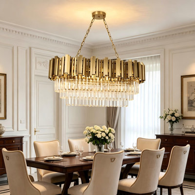 Lustre spectaculaire et unique à 8 lumières avec détails en cristal Hezzie